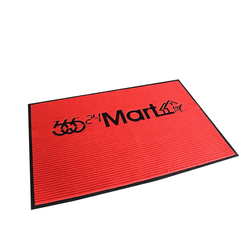 Customizable Indoor/Outdoor Ribbed Carpet 3ft 4ft 6ft Sizes Non-Slip Rubber Backing with Logo Dust Removal Door Mat for Hotels