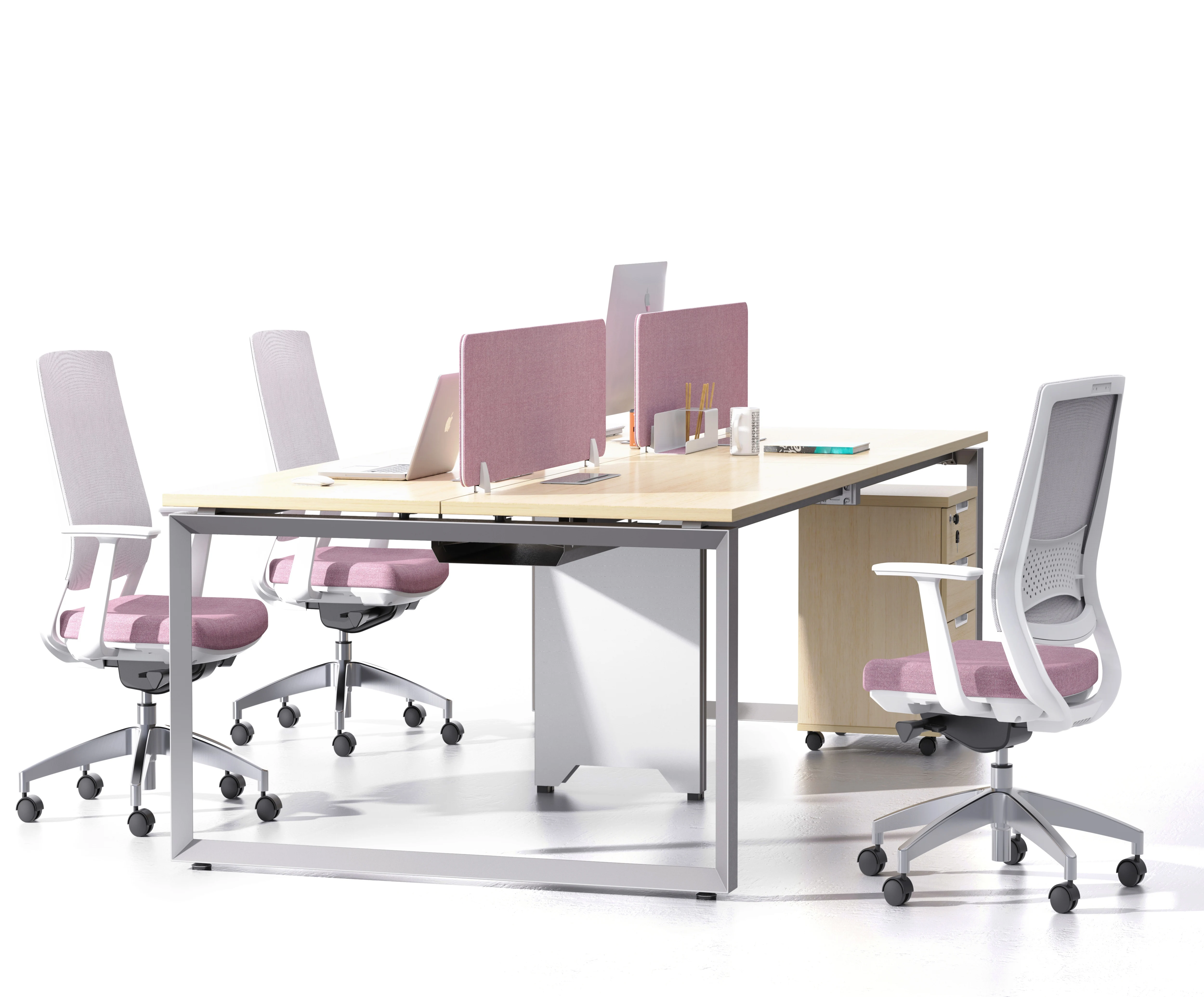 Furniture Manufactures Modern Design Aluminum Frame Wood Staff Office Table White 2 4 Seater Work Station Desk Office Furniture