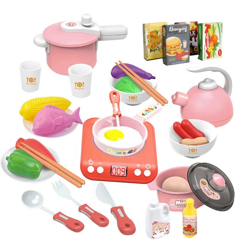 Hot on Amazon Children Kitchen Toy Kids Kitchen Set Toy Pretend Play Mini Kitchen Toys Real Cooking Set For Kids