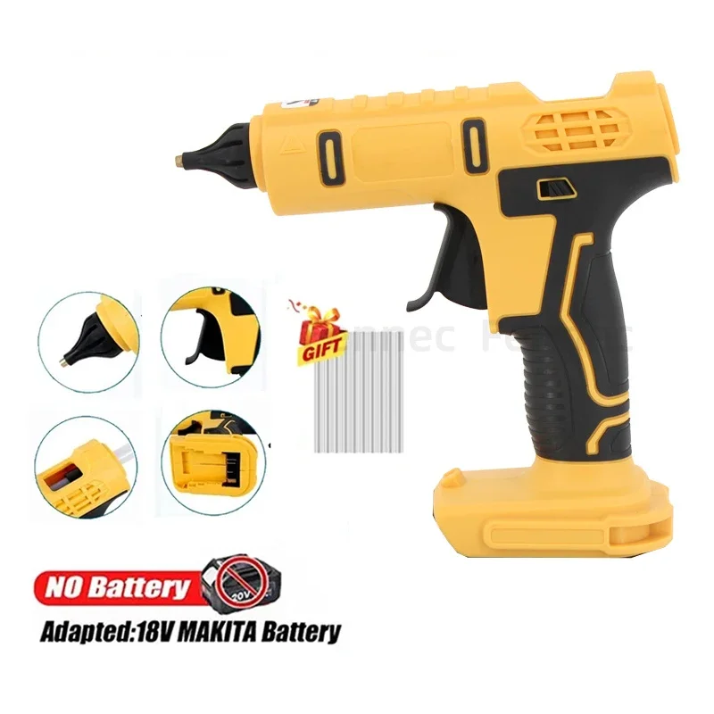 ANA Cordless Electric Handheld Hot Glue Gun Melt Welding Anti-scald Nozzle With 10 Stick for Dewalt Without