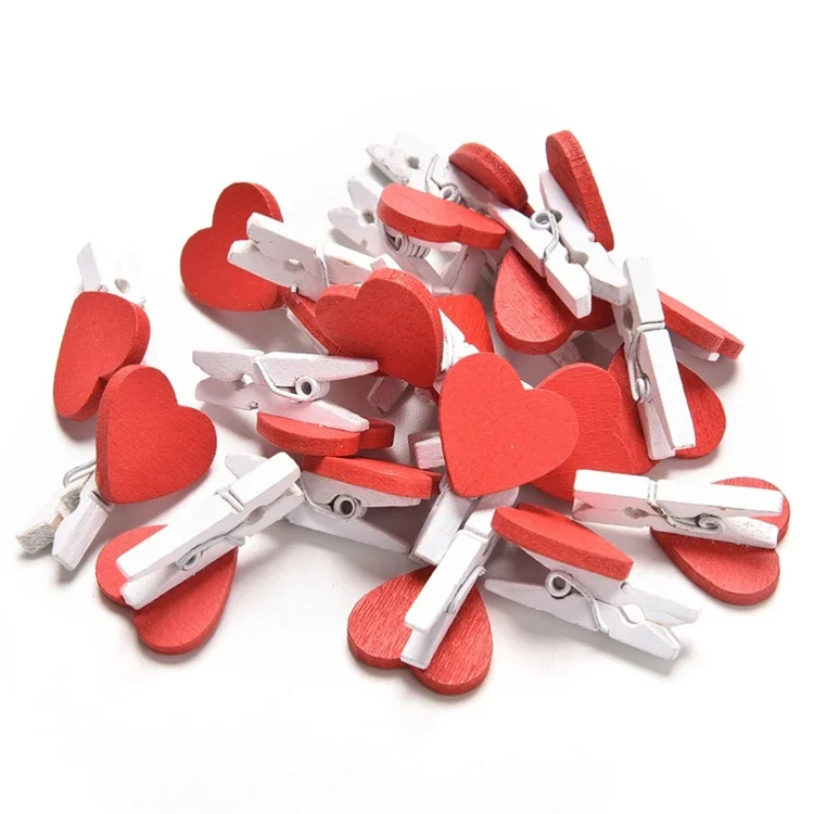 Wholesale Heart Shaped Mini Wood Clothespins Spring Cloth Pegs for Photo