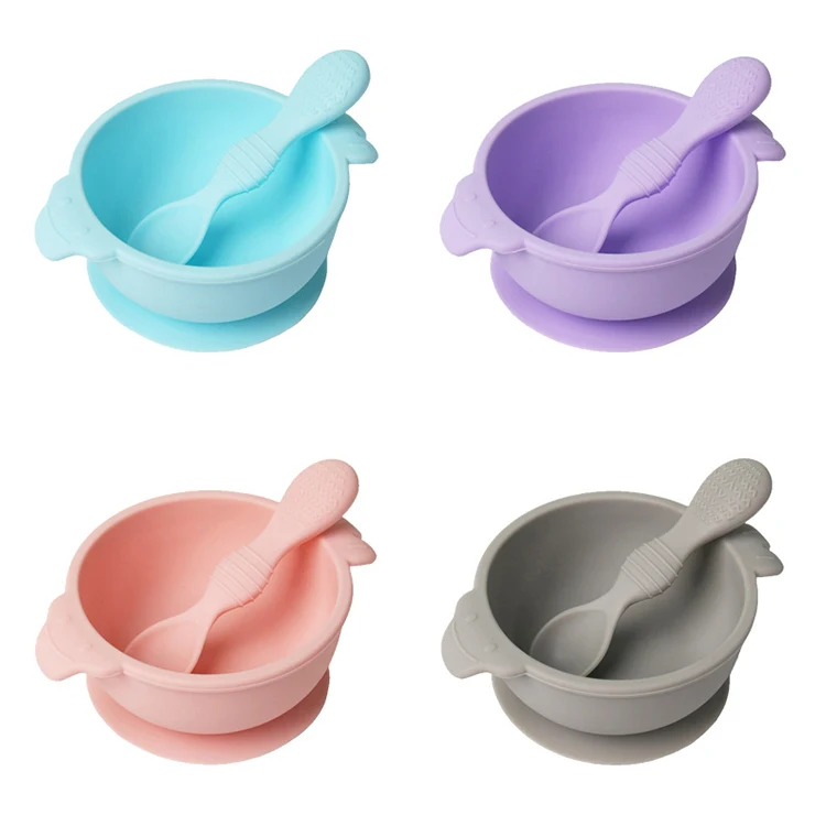 Newborn baby divided parts plate suction spoon bowls feeding gift set