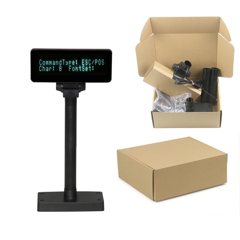 High Brightness multiple languages 2 lines rs232 vacuum fluorescent display for pos