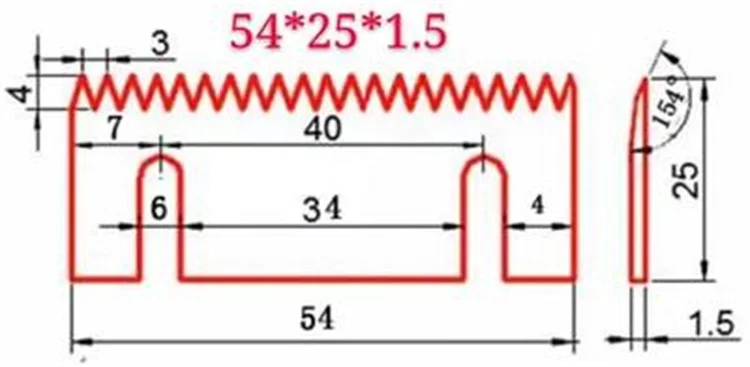 54x25x1.5mm Pillow Packing Machine Long Straight Serrated Cutting Blades For Packaging Machine