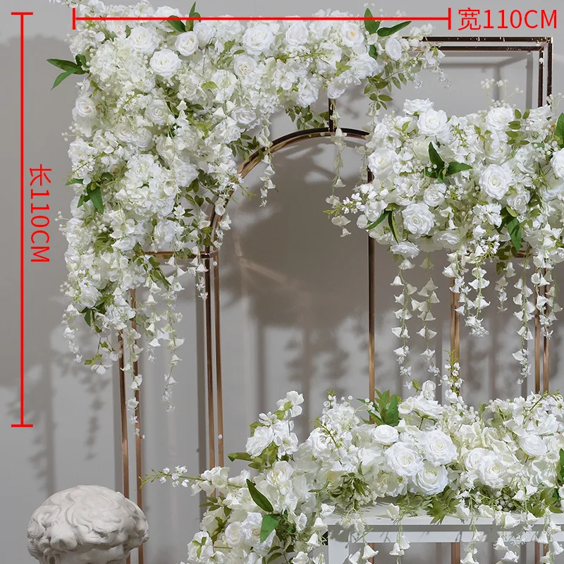 customize Wedding Props White Flowers Runners Flower Rows Artificial Flowers Table Runner For Wedding
