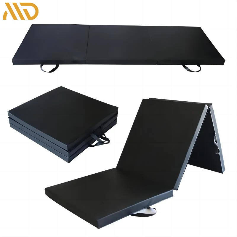 Wholesale low price three foldable gymnastics yoga pilates mat inner filled pearl cotton pvc leather yoga mat set foam