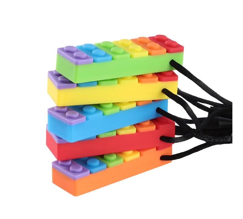 Sensory Chew Necklace Pendant  Set for Boys and Girls with ADHD, Teething, Autis Biting Needs silicone pendant