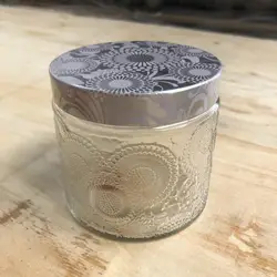 European Style Embossed Candle Jar Glass Empty Candle Vessels With Lid