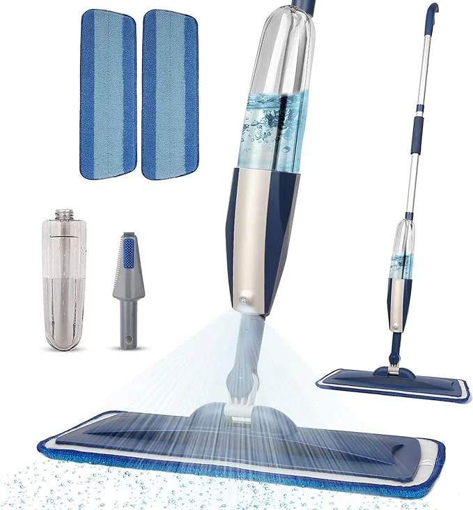 Wet Spray Dust Mop Refillable Flat Floor Spray Mop with Refillable Bottle and 2 Washable Microfiber Pads Spray Mop