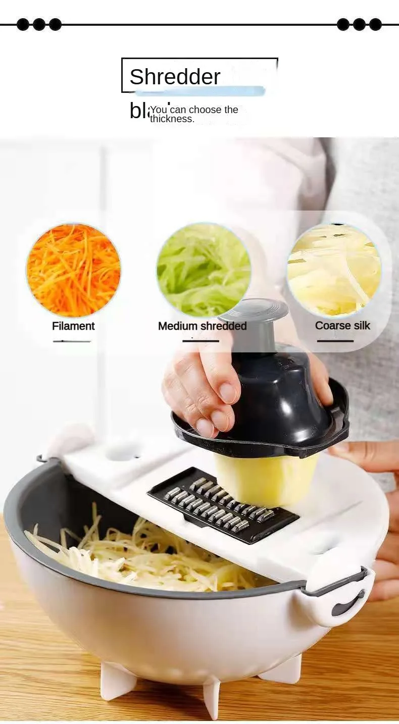 Best Selling 9 in 1 Large Capacity Vegetable Cutter Slicer with Drain Basket Fruit & Vegetable Tools