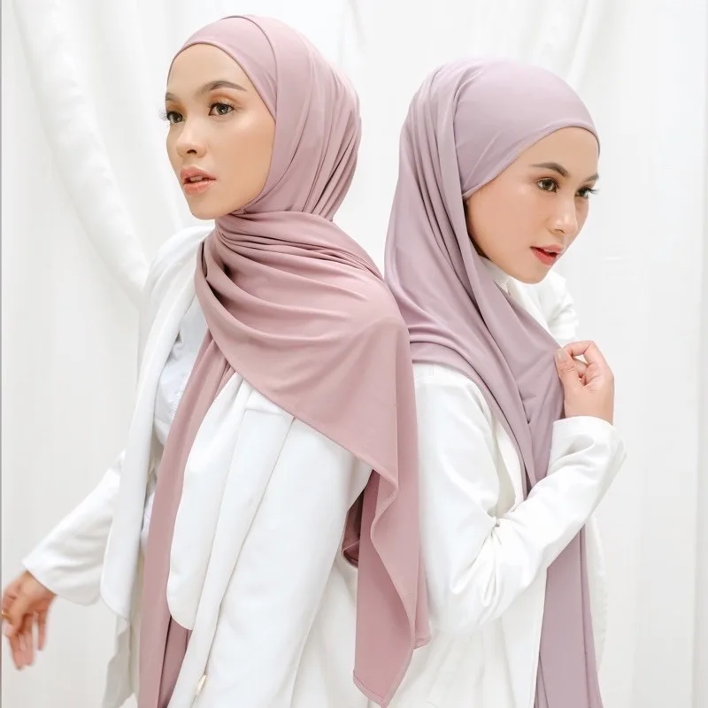 Newest Soft Cotton modal Jersey Double Loop Instant Hijab Muslim Headscarf Scarf