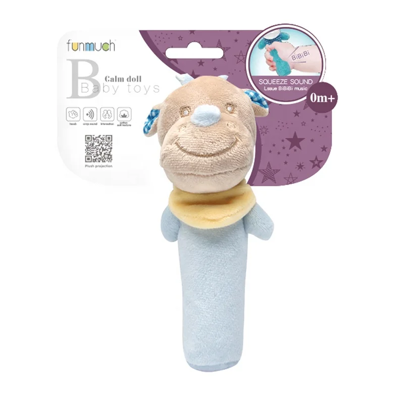 Rhinoceros BIBI Stick Plush baby hand bell