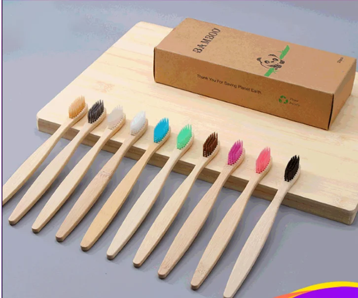 Best Quality Friendly Biodegradable Organic Charcoal Bamboo Toothbrush for Adults Travel with Design Logo Stand and Set