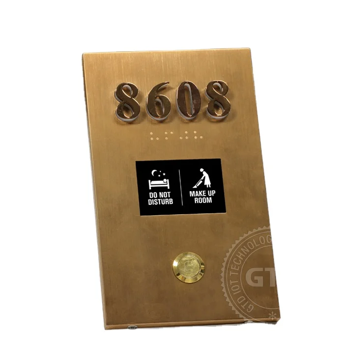Luxury Metal Electronic Hotel Room number Signage, with LED and service request DND/MUR function