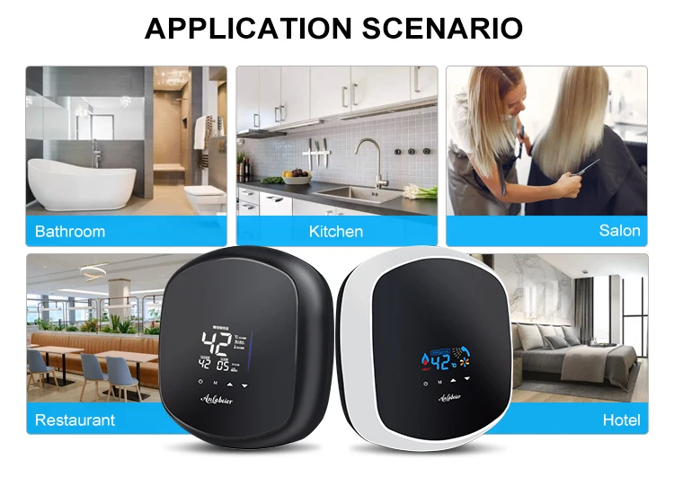220V Black Multi-Function Instant Water Heater Electric Touch Screen Control Household Hotel Use Hot Sales Plastic Housing 10