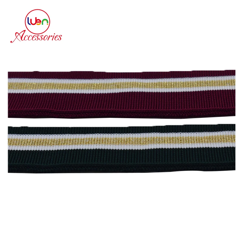 T-shirt rib cuff and collar fabric sets knit fabric in floral design 1x1 trim