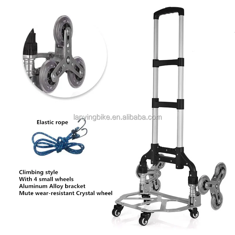 Shopping Trolley Aluminium Easy Carry Folding Truck Hand Cart Transport Trolley+Black package
