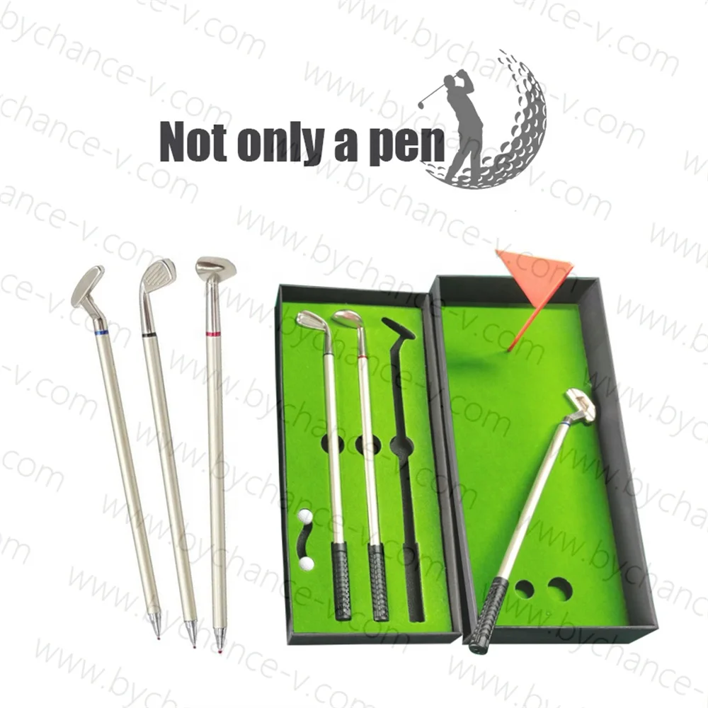 awesome gift for Golf lovers simulation mini golf course golf clubs 3 colors pen gift box superior corporate gift