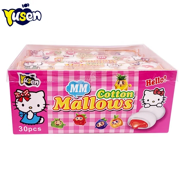 Private Label Marshmallow Confectionery Manufacturer Cotton Candy Strawberry Jam Filled Free Sample Available