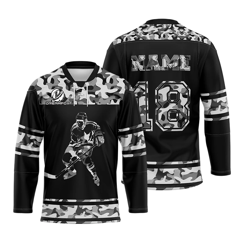 Manufacturer High Quality Custom Made Team Logo Tackle Twill Ice Hockey Jersey