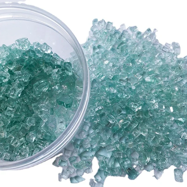 Wholesale Cheap Ocean Blue Reflective Tempered Broken Fire Glass Shard Glass Seed Beads