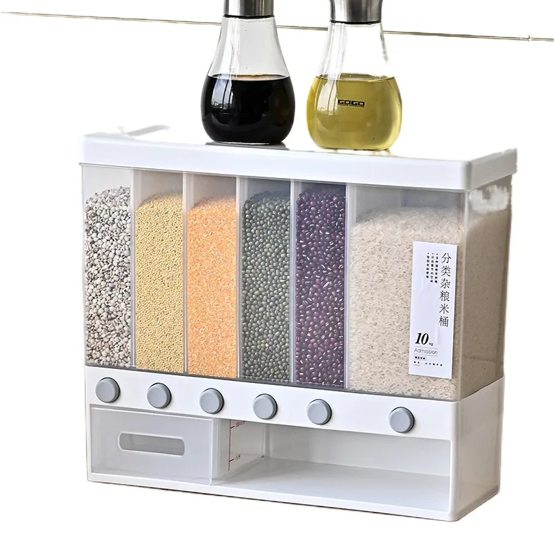 High-capacity Wall-mounted Home Transparent Sealed Storage Dispenser Household Storage Tools Grain Storage Box