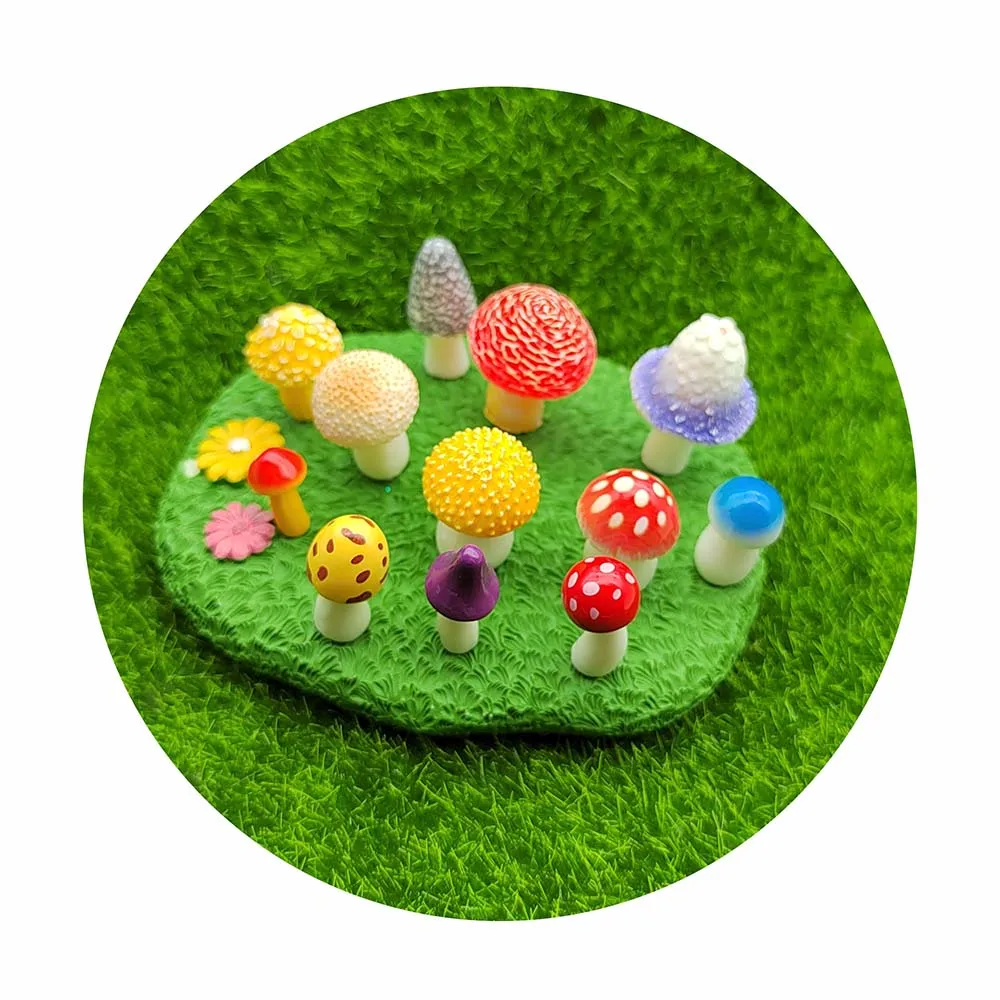 Resin Mushroom Fairy Garden Cute DIY Miniature Scene Ornament Fashion Shooting Props Small Doll house Home Accessories