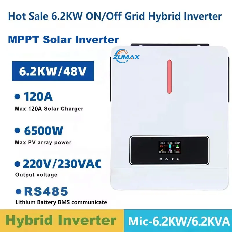 Discount offer ZUMAX 6200W solar inverter hybrid 6kw solar inverter 24v of grid solar inverter