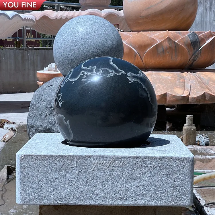 Outdoor Hand Carved Natural Stone Red Marble Round Ball Fountain