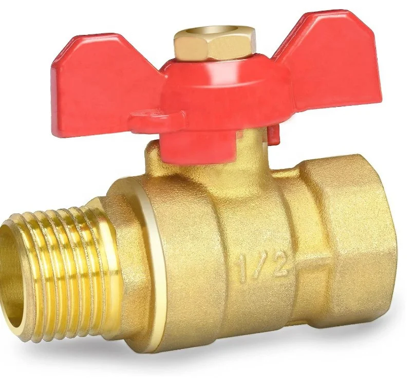 Brass 1/2 Inch Ball Valve with Red Wing Handle
