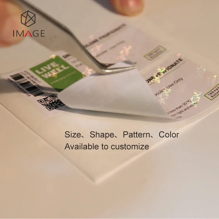 Custom 10ml Hologram Vial Label with QR Code and Barcode for Pharmaceutical Products