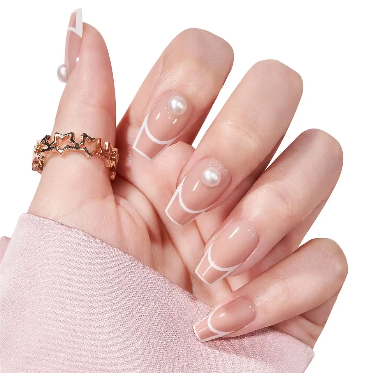 Btartbox 30 шт Высокое качество пальцев на руках обнаженный жемчужный короткие накладные ногти