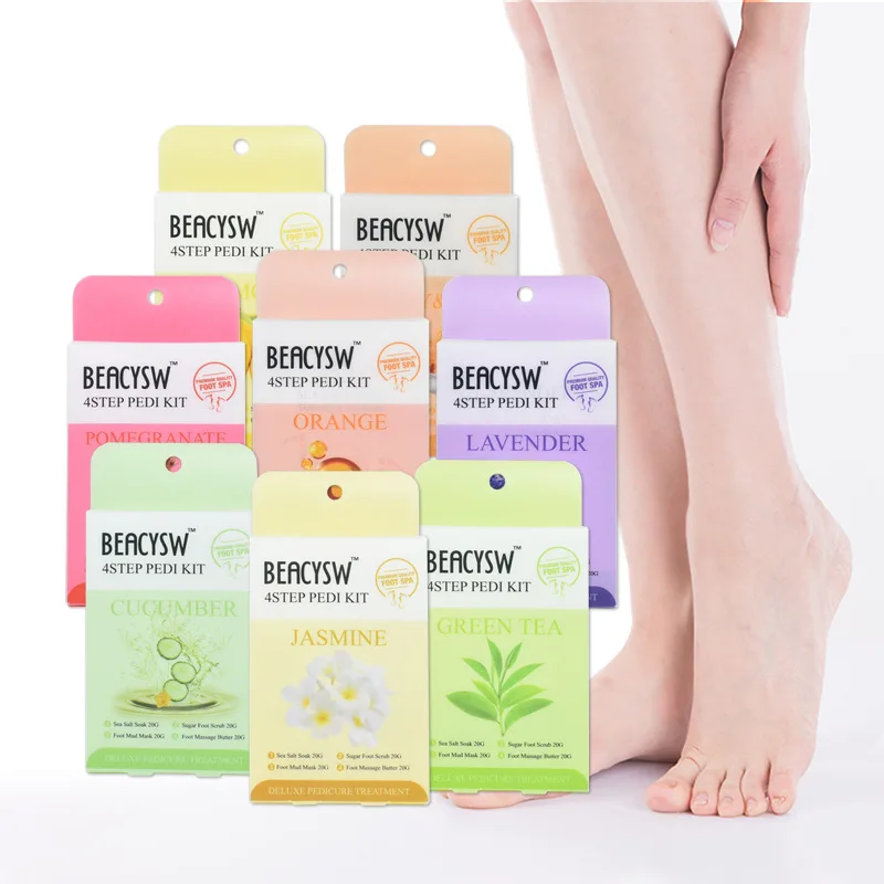 Wholesale sugar scrub foot exfoliating spa kit 4 in 1 foot skin care jelly set foot natural organic moisturize lotion for home