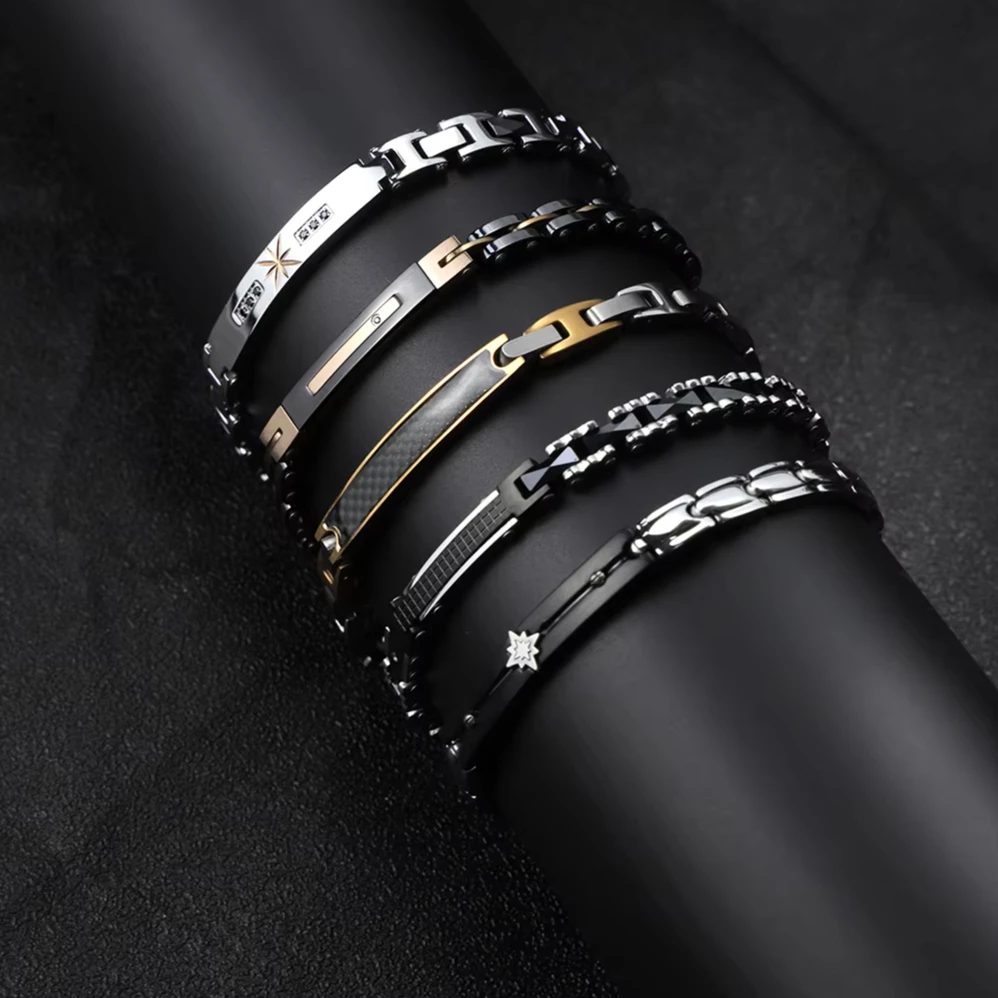New Fashion Jewelry Bracelets High Quality Ceramic 316 Stainless Steel Bracelet Men