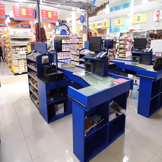 supermarket cashier counter with belted