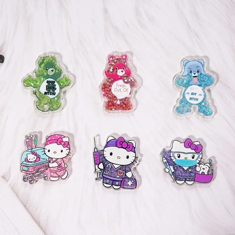 Glitter KT Cartoon acrylic badge Plastic Nurse Accessories Badge Holder acrylic flatback for badge reels Medical Scrub Name Card