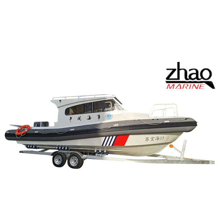 ZY Hypalon aluminum hull boat luxury hard bottom 8.6m sport rib inflatable boat HYPOLAN 1.2MM