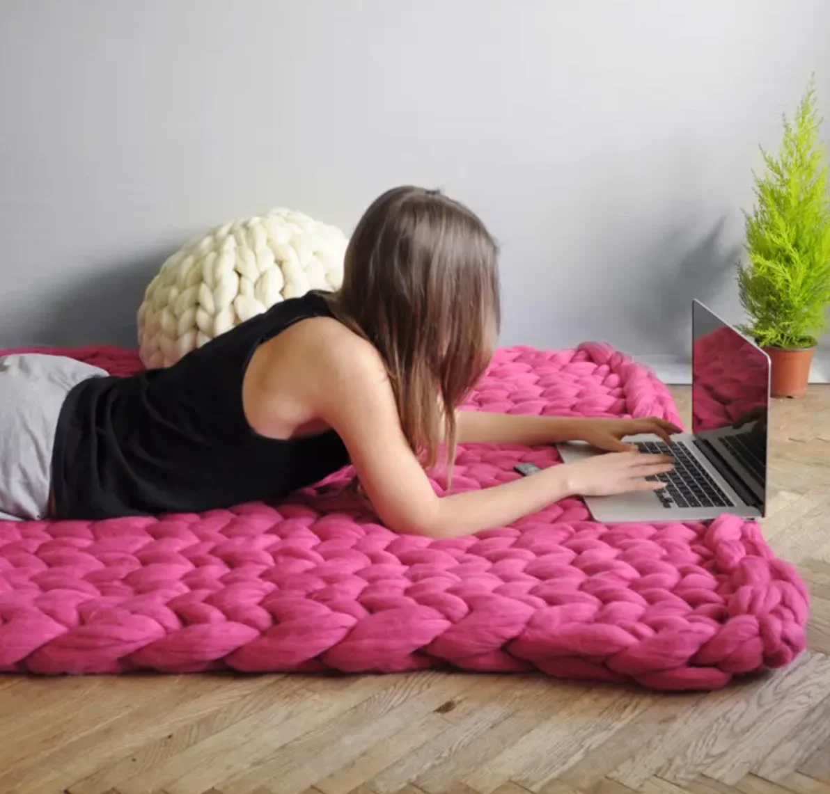 Knit Blanket Throw Machine Washable Crochet Blanket Soft Acrylic Yarn Knitted Blanket