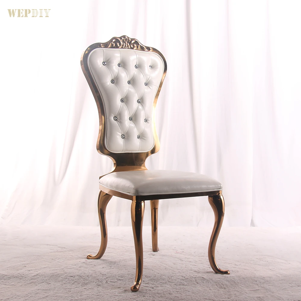 Luxury Gold Leather Dining Chair for Wedding Reception for Outdoor Events and Banquets Stainless Steel for Hotels Weddings