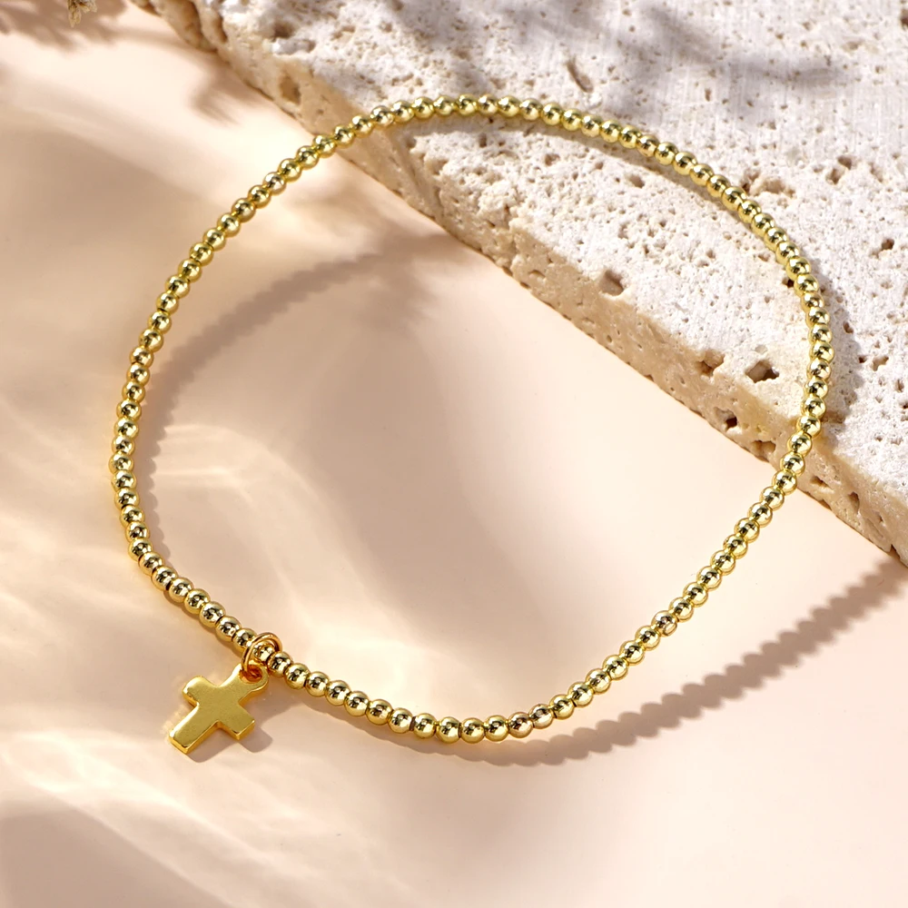 New Luxury 18k Gold Filled Beads Bracelets Women Fashion Charm Waterproof Gold Beaded Bracelet Jewelry For Gift