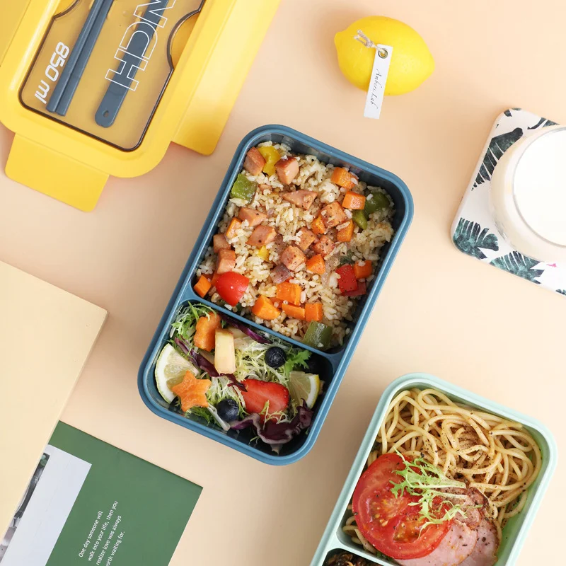 Hot Sale Portable Food Container Picnic Bento Box PP Plastic Microwave Heatable Student Lunch Box