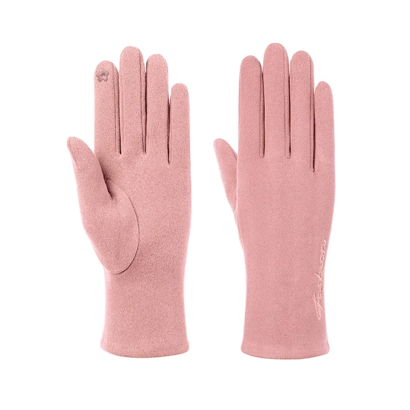 Осенне-зимние женские перчатки для сенсорных экранов для верховой езды ветрозащитные плюшевые плотные мягкие удобные модные перчатки для вождения и снега