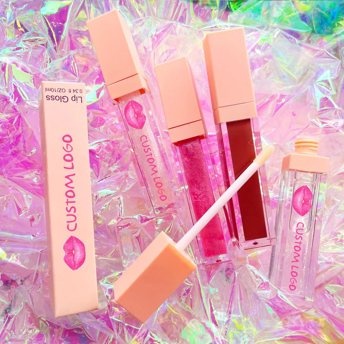 Cute lip makeup lipgloss glossy gloss vendor no logo shiny vegan pigment clear private label lip gloss