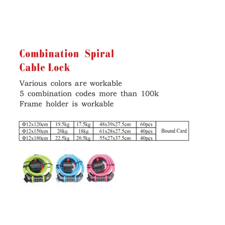 12cm Colorful Bike Cycling Security Password Mini Bike locks Steel Spirals Cable Sport   Lock Mountain  Bicycle Lock