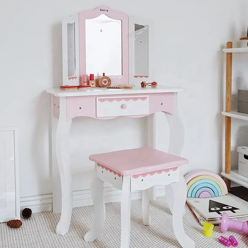 2021 new launched cheap kids bedroom sets play house toys dressing table indoor