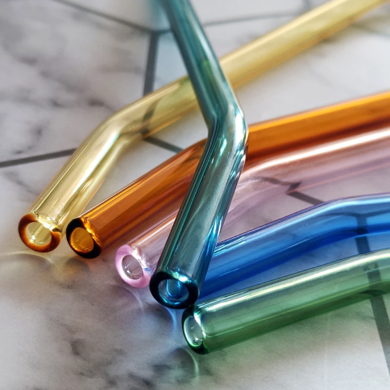 Sustainable Eco Friendly Products Custom Color Reusable Glass Drinking Straws With Logo
