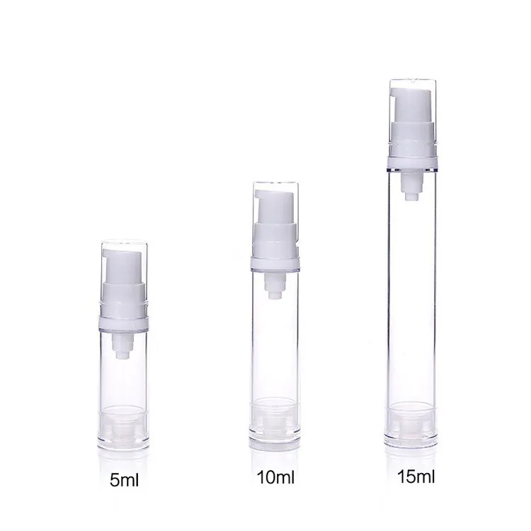 Hot sale 5ml/10ml/15ml Vacuum plastic pump bottle for emulsion essence portable travel set  Press Emulsion Bottle