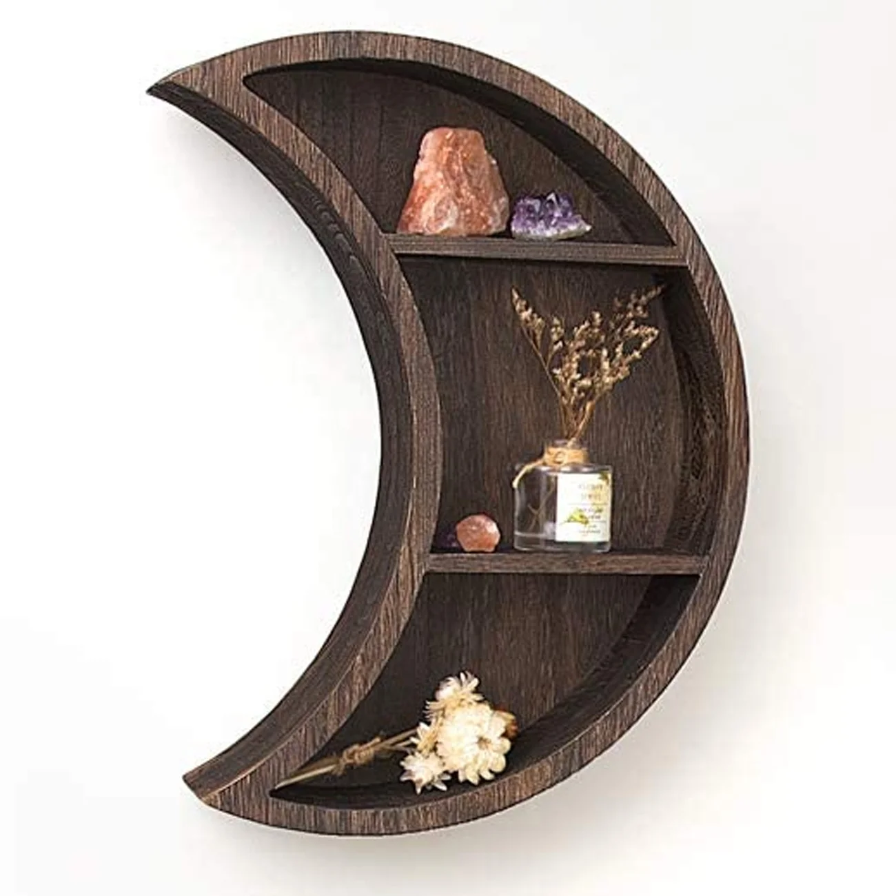 Деревенский настенный Декор, натуральная пятнистая деревянная полка, эфирные стеллажи, деревенские плавающие полки, кристальная Полочка с Лунной фазой, белая