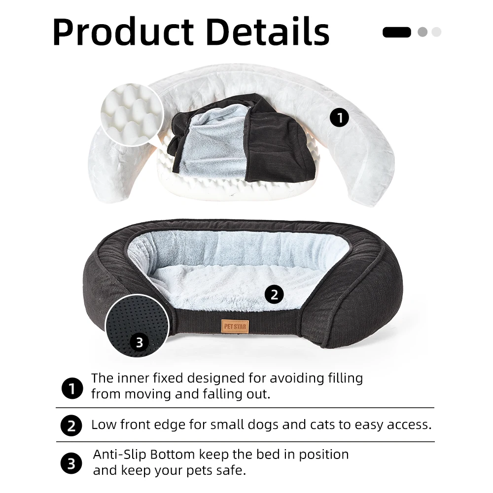 Factory Customize Suede Fabric Corn Kernel Shape Dog Sofa Couch Soft Egg Crate Sponeg Dog Sofa Bed