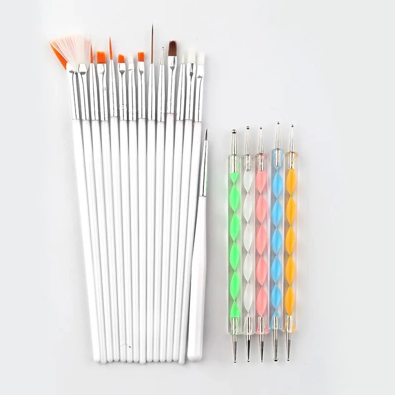 
2021 new design eval 20pcs nail art brush set pro design drawing nail brushes 